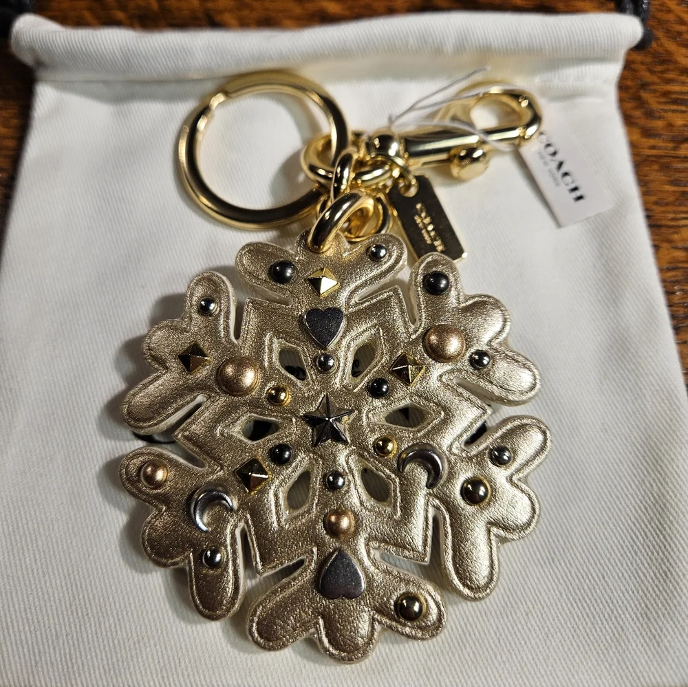 Coach Stardust Studs Snowflake Bag Charm With Dustbag NWT